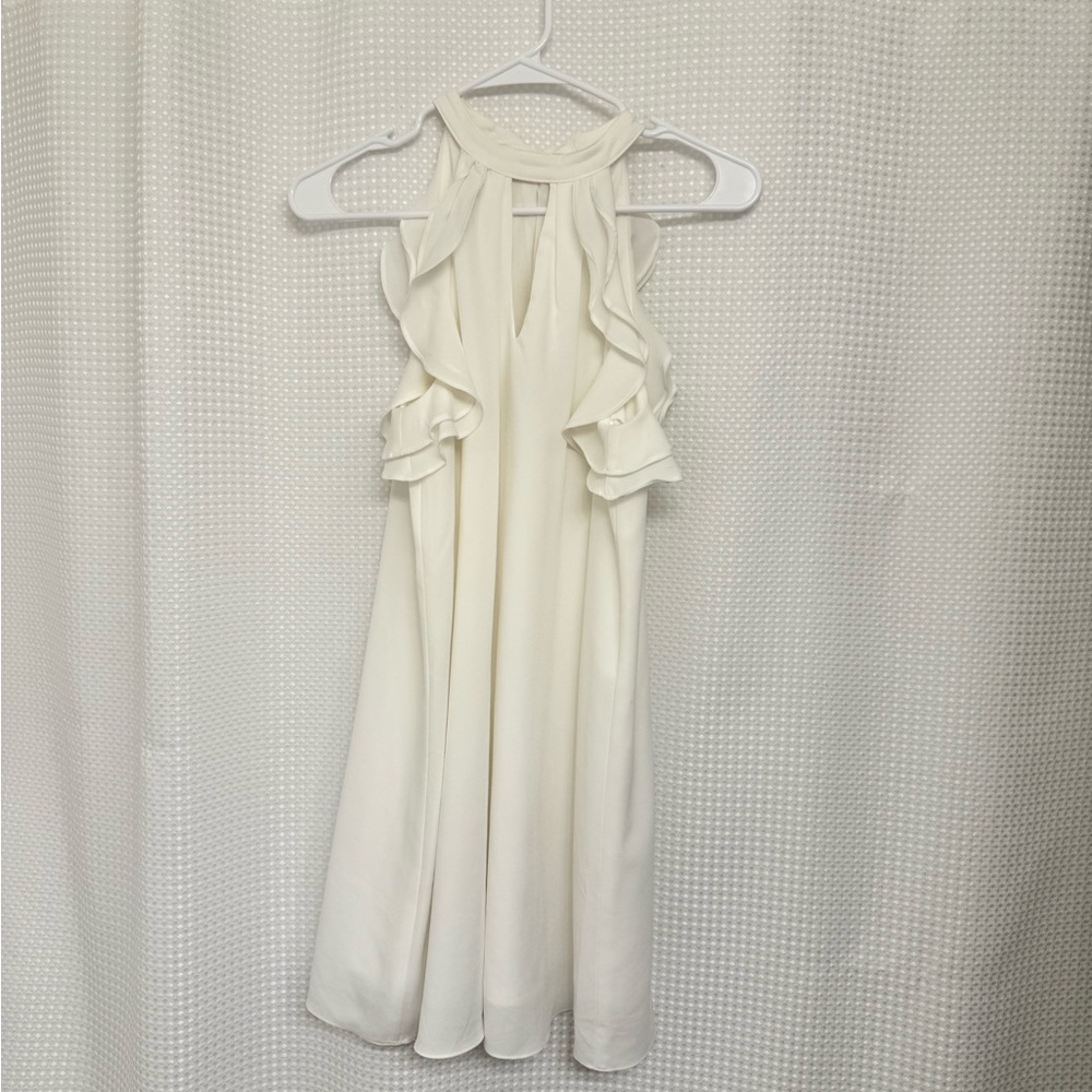White ruffle mini dress